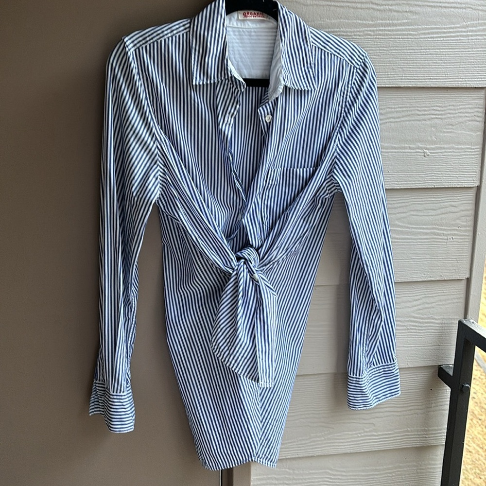 Organic John Patrick stripe cotton shirt Med